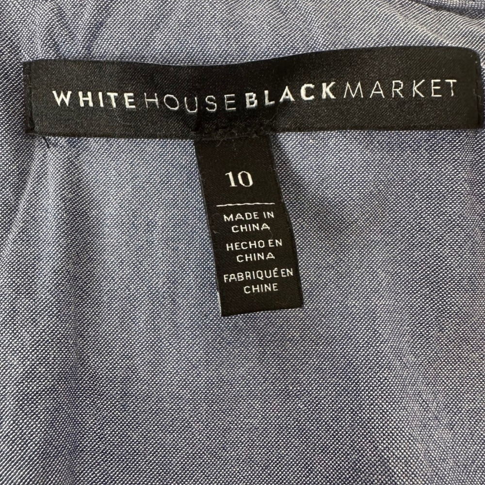 White House Black Market Skirt Womens 10 Blue Boho Embroidered Drop Waist Mini - Picture 5 of 10